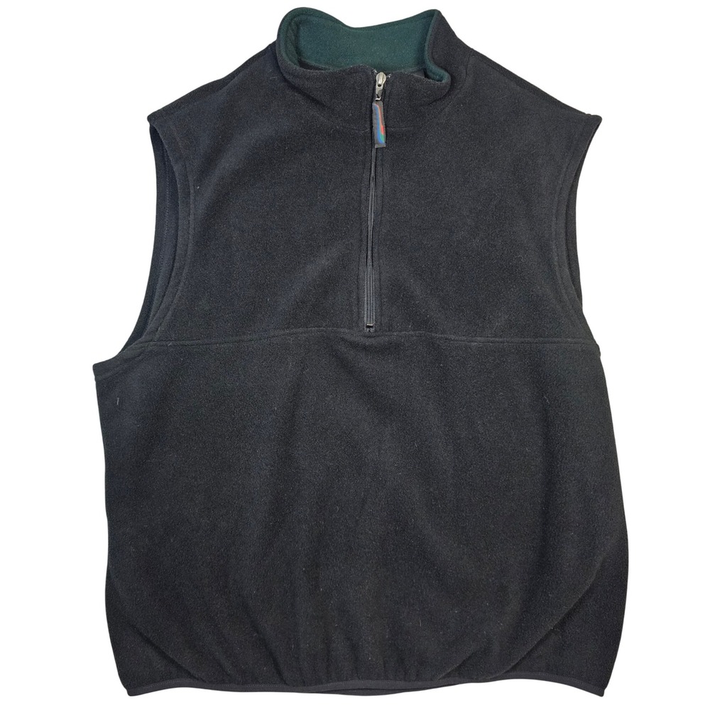 Layers Polartec Fleece Vest Mens XL Black Quarter Zip Mock Neck Sleeveless